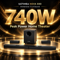 Barre de son surround 7.1.4 avec Dolby Atmos, 740W, HD EARC, double entrée et enceintes arrière sans fil