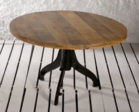 Modernes Industrielles Ovales Metall-Esstisch-Set mit Klappbarer Mangoholz-Tischplatte für Zuhause, Hotel oder Café