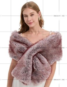 Cape de soirée d'hiver pour femme en fausse fourrure de renard, châle, manteau avec longue écharpe en fourrure de renard, élégant, luxueux et chaud - Product Image 5