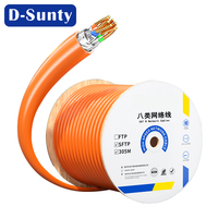 Kabel LAN WiFi Ethernet CAT8 D-Sunty 40Gbps 305m+300m 28AWG Konduktor Padat CCA FTP SFTP Jaket PVC Kabel Terlindung Luar Ruangan