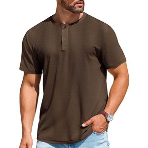 T-shirt d'été compressé à manches courtes et col ras du cou en tissu gaufré uni pour homme 2025 - Product Image 3