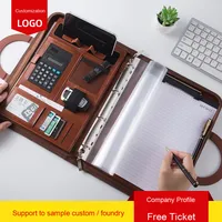 Caja de cuero PU multifuncional A4 personalizable, carpeta de archivos, bolsa con cremallera, soporte para teléfono, logotipo para gerentes de negocios, venta de documentos