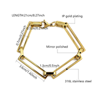 Collier chaîne trombone en acier inoxydable plaqué or 18 carats, maillons rectangulaires géométriques, étanche, inaltérable, bijoux de mode