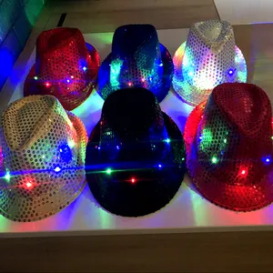 Cappelli personalizzati Hip-hop Club Party Festival con luci a Led cappello da Cowboy illuminato rosa