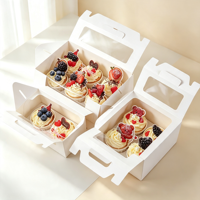 Confezione da 6 Scatole per Cupcake Stile Finestra con Carta Kraft Riciclata e Rivestimento in Spugna, Imballaggio Monouso per Dessert da Asporto