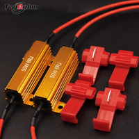 Decodificador LED universal para automóviles RX24-50W de alta potencia, oro-aluminio, 6R8R10 ohmios, para luces traseras, luces de freno, luces direccionales y decodificación de carga.