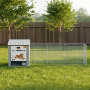 Cuccia per cani in acciaio zincato 46.1x159.4x48.4 pollici con tetto, alloggio esterno per animali domestici di taglia grande - Product Image 2