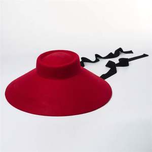 Sombrero de Lana de Ala Ancha X1268, Gorras de Lana Rojas, Sombreros de Fieltro de Lana Unisex, Sombrero Homburg de Fieltro - Product Image 2