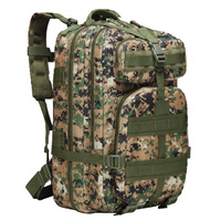 Sac à dos tactique de randonnée AYPPRO 35L avec support de cadre externe, sac à dos en nylon imperméable camouflage pour le trekking et le camping