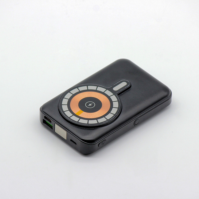 10000mAh Fast Charging Wireless Power Bank with LED Display Mobile Holder Built-In 3 Cables