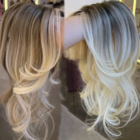 Topper de couleur balayage de qualité salon de luxe pour femmes, 100% cheveux humains européens, postiches à clips avec base en soie 4x4