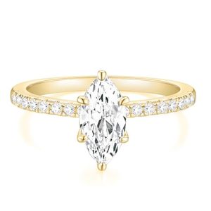 Anillo de Compromiso de Diamante Cultivado en Laboratorio con Corte Radiante en Oro Amarillo de 18K para Mujer, con Diamantes Laterales, Certificado IGI, Estilo Clásico - Product Image 4