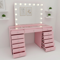 Grande commode de rangement rose avec miroir intégré, grande capacité, 13 bacs, coiffeuse, Chine