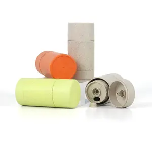 75ml Colors Empty ECO Biodegradable Wheat Straw PCR Twist Up Deodorant Container Stick Round Tube Packaging