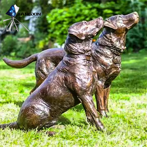 Loyal Guardian-Pastor alemán de bronce hecho a mano con cadena de oro para Jardines conmemorativos (Patina Outdoor Art) - Product Image 5