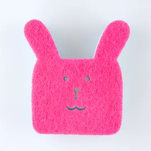 Cartoon character shape kitchen sponge red scouring pad cleaning sponge