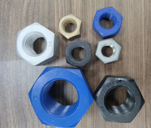Boulons à tête cylindrique ASME A193 B7 5/8\" - Taille de filetage <span class=keywords><strong>11</strong></span>, 4\" de long, tiges filetées revêtues de PTFE bleu B7, avec écrous HH - Product Image 3