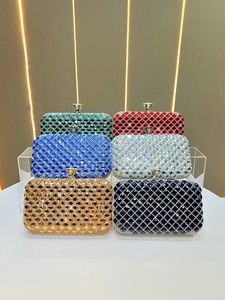 Cross-border New Women's <b>Clutch</b> Evening Bag Polyester Chain Strap Lattice Urban Simplicity European American Fashion Tanjing - Product Image 4