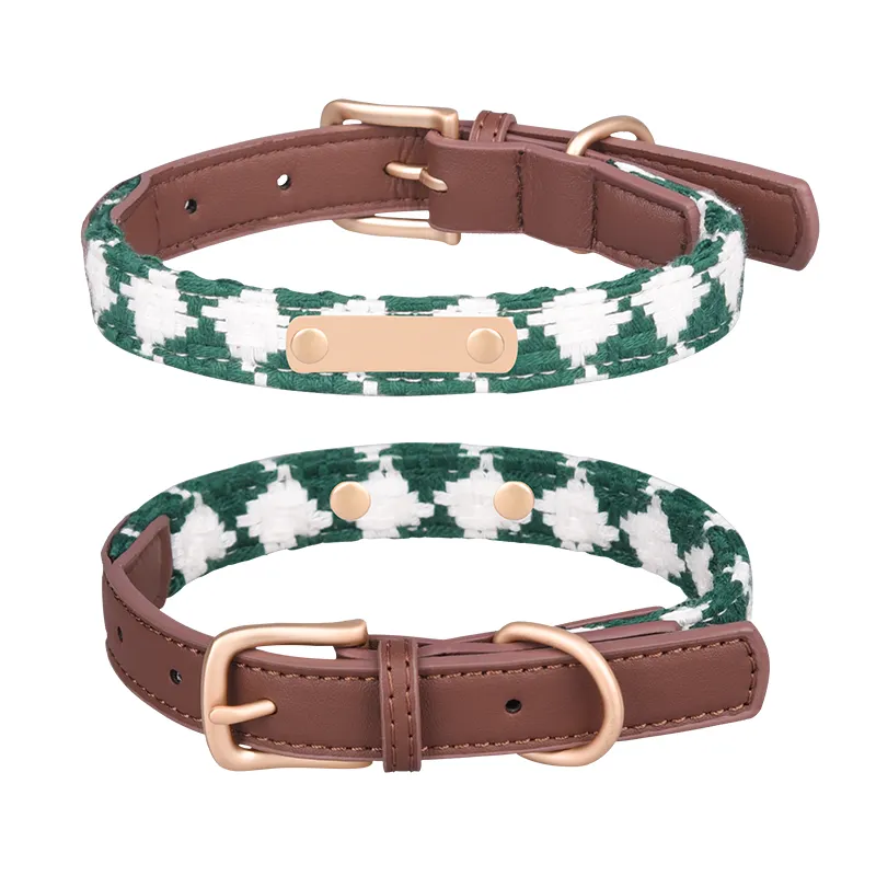 Aangepaste Kraag Voor Hond Ademend Katoen Smart Halsband Microfiber Lederen Halsband Leash