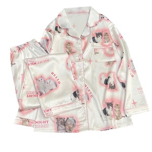 S0172R nuovo <span class=keywords><strong>pigiama</strong></span> sottile estivo <span class=keywords><strong>con</strong></span> <span class=keywords><strong>stampa</strong></span> di gatto carino da donna può essere indossato come capospalla in seta temperamento <span class=keywords><strong>pigiama</strong></span> comodo da donna - Product Image 5
