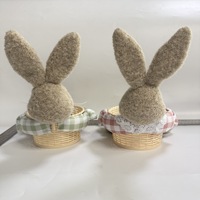 Panier de Pâques Lapin en Peluche, Porte-Oeufs en Plastique Tressé, Seau à Bonbons, Cadeau de Printemps, Organisateur de Rangement, Décoration de Chambre d'Enfant