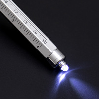 Stylo bille multifonction 9 en 1 1,0 mm avec lumière LED, règle, tournevis, niveau, ouvre-bouteille, logo personnalisé