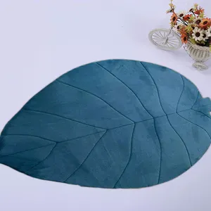 Bladvorm Faux Konijnenbont Tapijt Cushioned Anti-Slip Pvc Rug Mat Decoratie Moderne Badmat