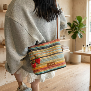 Nuevo Bolso Bandolera de Paja Tejida a la Moda para Mujer - Estilo Vintage con Cierre de Cremallera y Correa Única para Uso Diario en Primavera, Otoño, Verano e Invierno - Product Image 2
