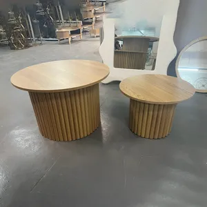 Wholesale Modern Leisure Oak Table Home Living Room Round Wooden Table Coffee Table Set