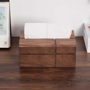 Caja de pañuelos de madera de nogal, caja de almacenamiento rectangular de madera maciza para sala de estar, uso doméstico - Product Image 1