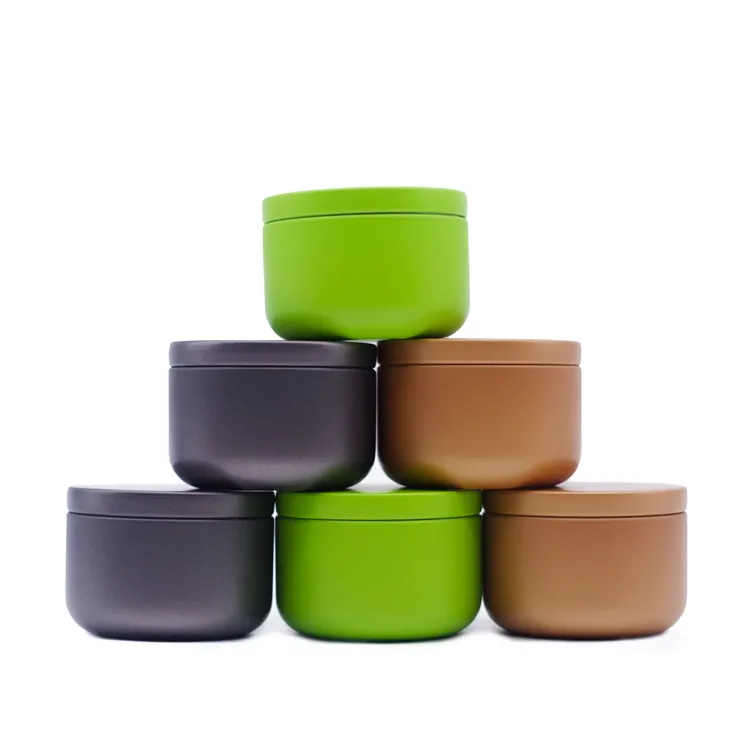 Goud Thee Tin Grey Thee Doos Matte Groen Kleine Ronde Vormige Tin Mini Thee Caddy