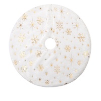 Tapis de sol pour sapin de Noël, écologique, réutilisable, rond, mini, en peluche, motif flocon de neige, décoration de Noël, ornement pour la maison