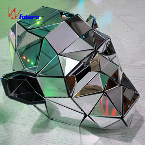 Argent or miroir ours masque Animal casque à la <span class=keywords><strong>mode</strong></span> nouvel an scène Performance discothèque Cosplay accessoire chapeau couvre-chef - Product Image 5