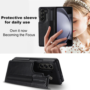 เคสหนังธุรกิจสำหรับ Samsung Z Fold 3 4 5 6 7 ดีไซน์สปอร์ต พร้อมช่องใส่บัตรและปากกา ฝาหลัง TPU - Product Image 4
