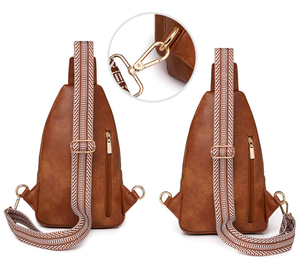 กระเป๋าคาดอกผู้หญิงหนัง PU แบบย้อนยุคมีซิปปิด - Product Image 5