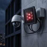Sensor de Luz, Iluminador IR de 850nm, DC12V, IP66, Impermeable, Luz de Relleno Infrarroja de 8 LED, Visión Nocturna Mejorada para Cámaras de Seguridad