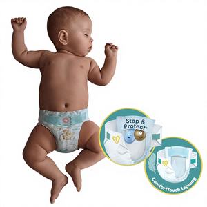 ขายส่งผ้าอ้อมเด็กสำเร็จรูปไซส์ 5 พลัส 50 ชิ้น 12-17 กก. ชั้นบนสัมผัสนุ่มสบาย ผลิตจากผ้าไม่ถักทอ พิมพ์ลาย - Product Image 1