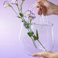 Vase à fleurs en verre en forme de sac à main moderne nordique Vase de plante hydroponique de table Aquarium de pot de poisson pour salon Restaurant