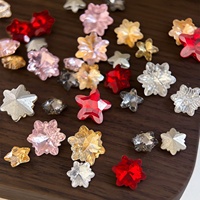 Paso Sico – Nouveaux clous en verre cristal pour ongles, motif flocon de neige de Noël, rouge vif, grands et petits, transparents, à fond pointu, pour DIY Nail Art