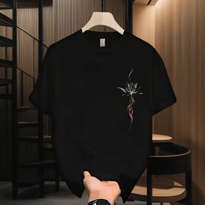 Nouveau T-shirt tricoté surdimensionné pour homme 2025 – Respirant, doux pour la peau, 100 % coton, broderie au col, haute qualité, décontracté - Product Image 3