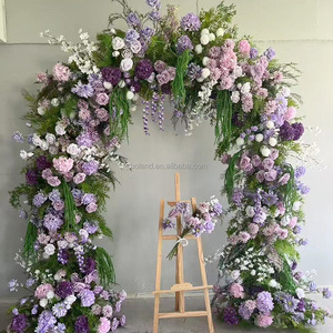 X881 <span class=keywords><strong>mariage</strong></span> fond artificiel lumière violet foncé Rose fleurs vert laisser Floral carré arc <span class=keywords><strong>pour</strong></span> <span class=keywords><strong>mariage</strong></span> événement décoration - Product Image 3