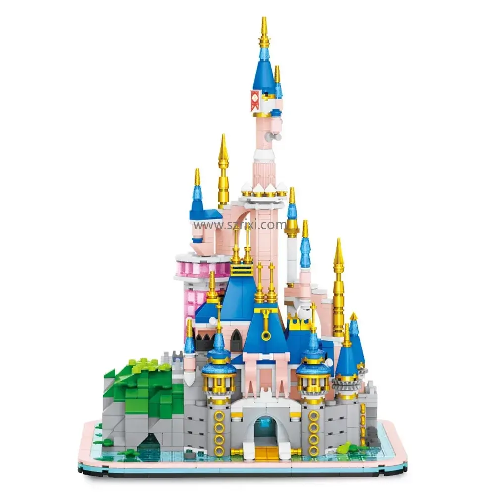 2052 brinquedos quentes contos de fadas castelo rosa iluminação meninas sonho princesa castelo parque mundial bloco modelo tijolo brinquedo blocos de construção conjuntos