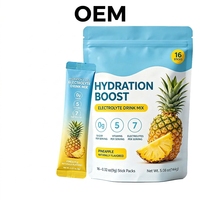 Poudre d'électrolytes pour adultes OEM/ODM en sachets, hydratation, 5 vitamines et 7 électrolytes, compatible Keto, sans OGM, sans sucre, nutrition sportive