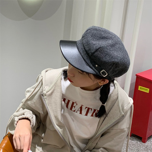 Casquette pour femme en laine, style rétro britannique, unie, octogonale, tendance, ceinture, automne-hiver - Product Image 4