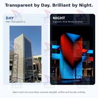 Écran LED en maille transparente flexible pour publicité extérieure, résistant à l'eau, P32 P50 P100, pour façade de bâtiment