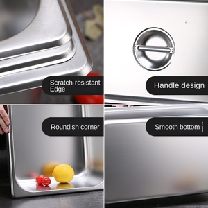 وعاء تقسيم الطعام مربع الشكل من الفولاذ المقاوم للصدأ مع غطاء، آمن للاستخدام في الميكروويف، سميك، بتصميم حافة ملفوفة من الدرجة الغذائية، بأسلوب عصري - Product Image 4