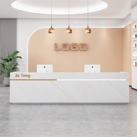 Comptoir de réception élégant et minimaliste en MDF ; Comptoir de caisse pour hôtel ou club d'entreprise ; Comptoir de bar pour salon de beauté
