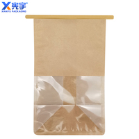 Sac d'emballage alimentaire en papier kraft pour sandwichs, sushis et pains grillés, 13*28*10cm, jetable, à emporter, avec fenêtre transparente, imprimé en héliogravure, résistant à l'humidité
