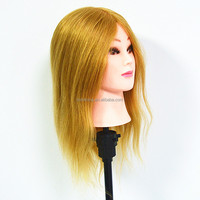Tête de mannequin naturelle pour entraînement de cheveux, outil de salon, couleur blonde, vente en gros,