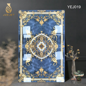 Baldosas de Porcelana Cristalizada Dorada Pulida con Diseño Floral 6 en 1, Medallones Cerámicos para Piso, Precio 1600x2400mm - Product Image 3